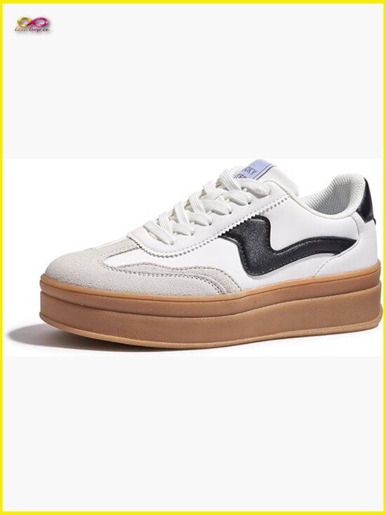 Shoes - Platform Sneakers Thick Sole Suede Faux Leather Retro Casual Walking Shoes